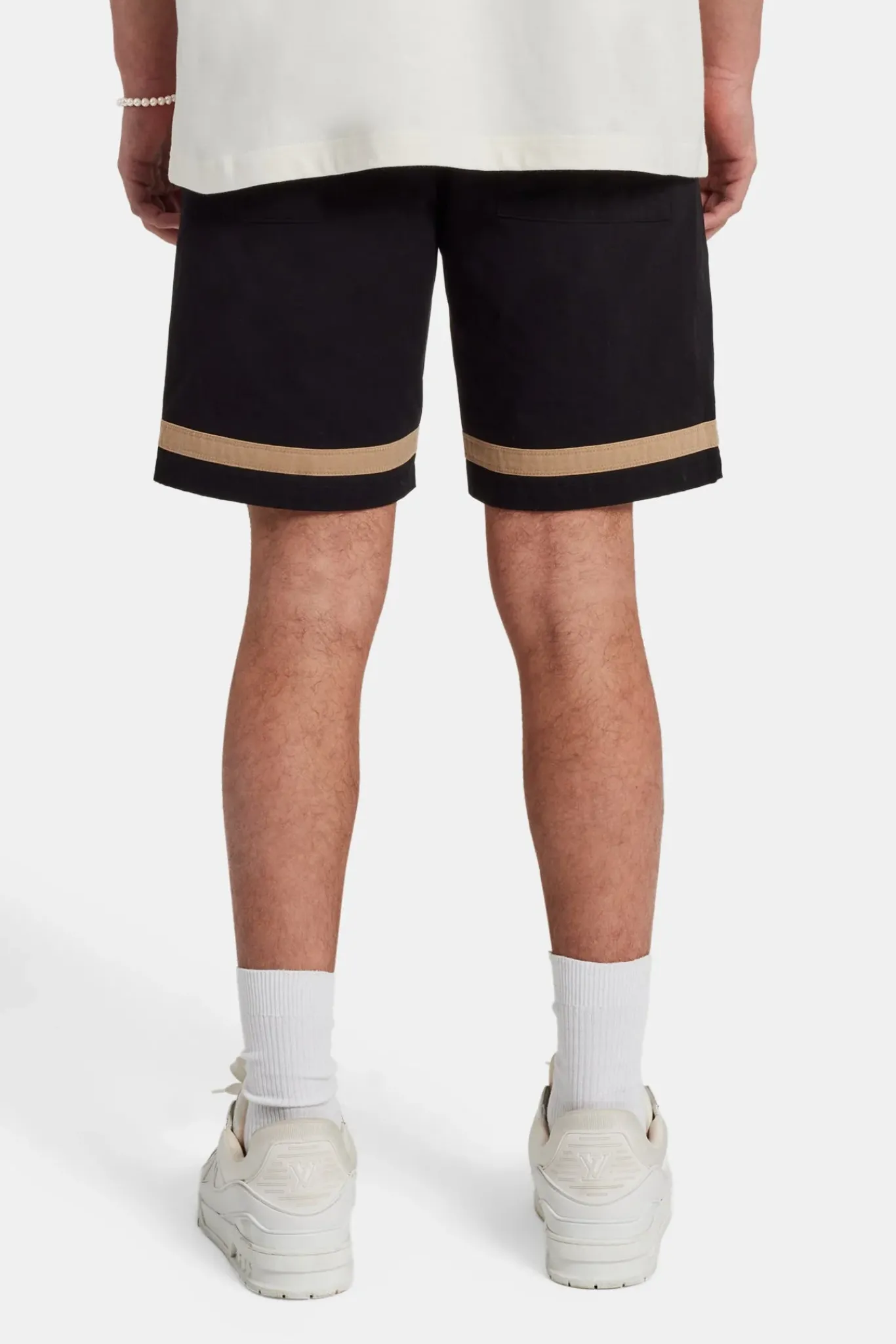 CLO-BOT Text Panelled Shorts - Taupe