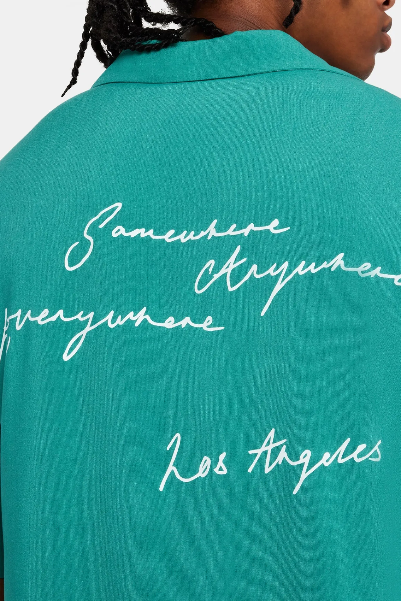 CLO-TOP-SHIR Text Print Bowling Shirt - Green