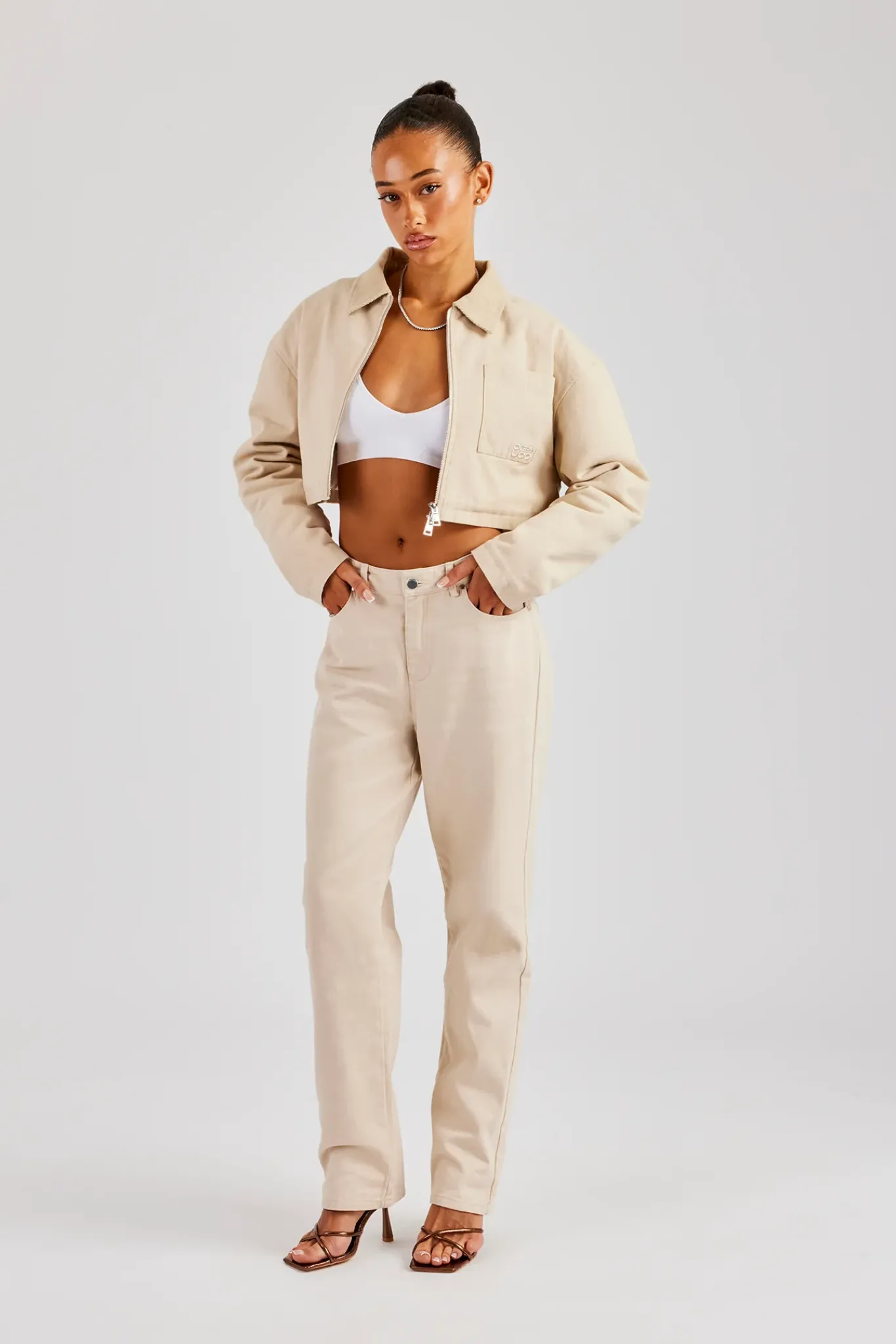 Women CLO-SET Twill Cord Jacket and Trouser - Stone