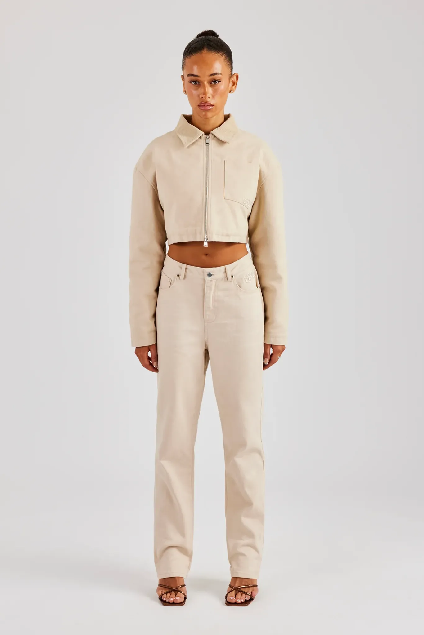 Women CLO-SET Twill Cord Jacket and Trouser - Stone
