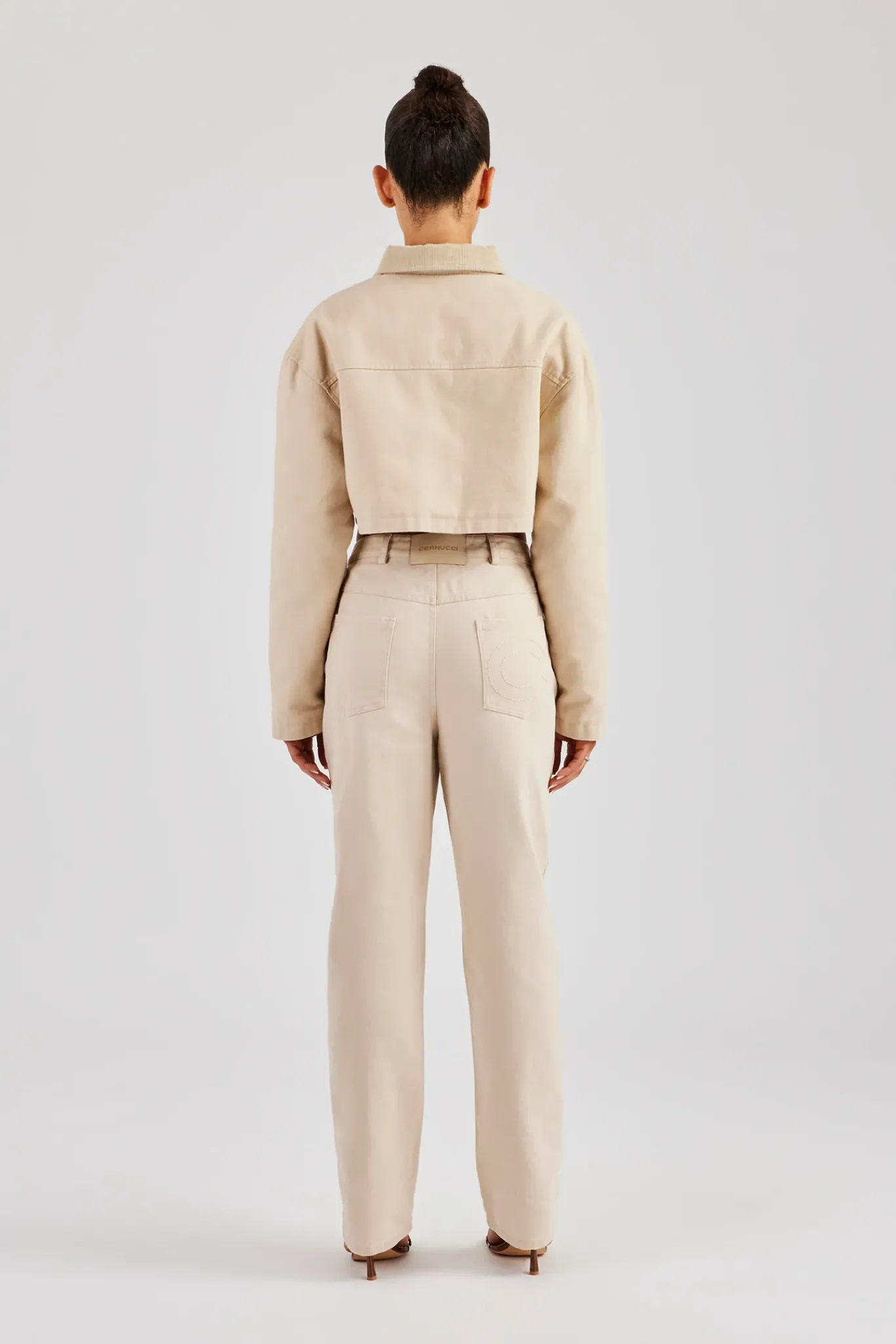 Women CLO-SET Twill Cord Jacket and Trouser - Stone