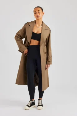Women CLO-TOP-OUT Twill Trench Coat - Taupe
