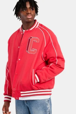 CLO-TOP-OUT Varsity Bomber Jacket - Red