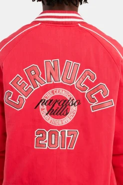 CLO-TOP-OUT Varsity Bomber Jacket - Red