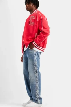 CLO-TOP-OUT Varsity Bomber Jacket - Red