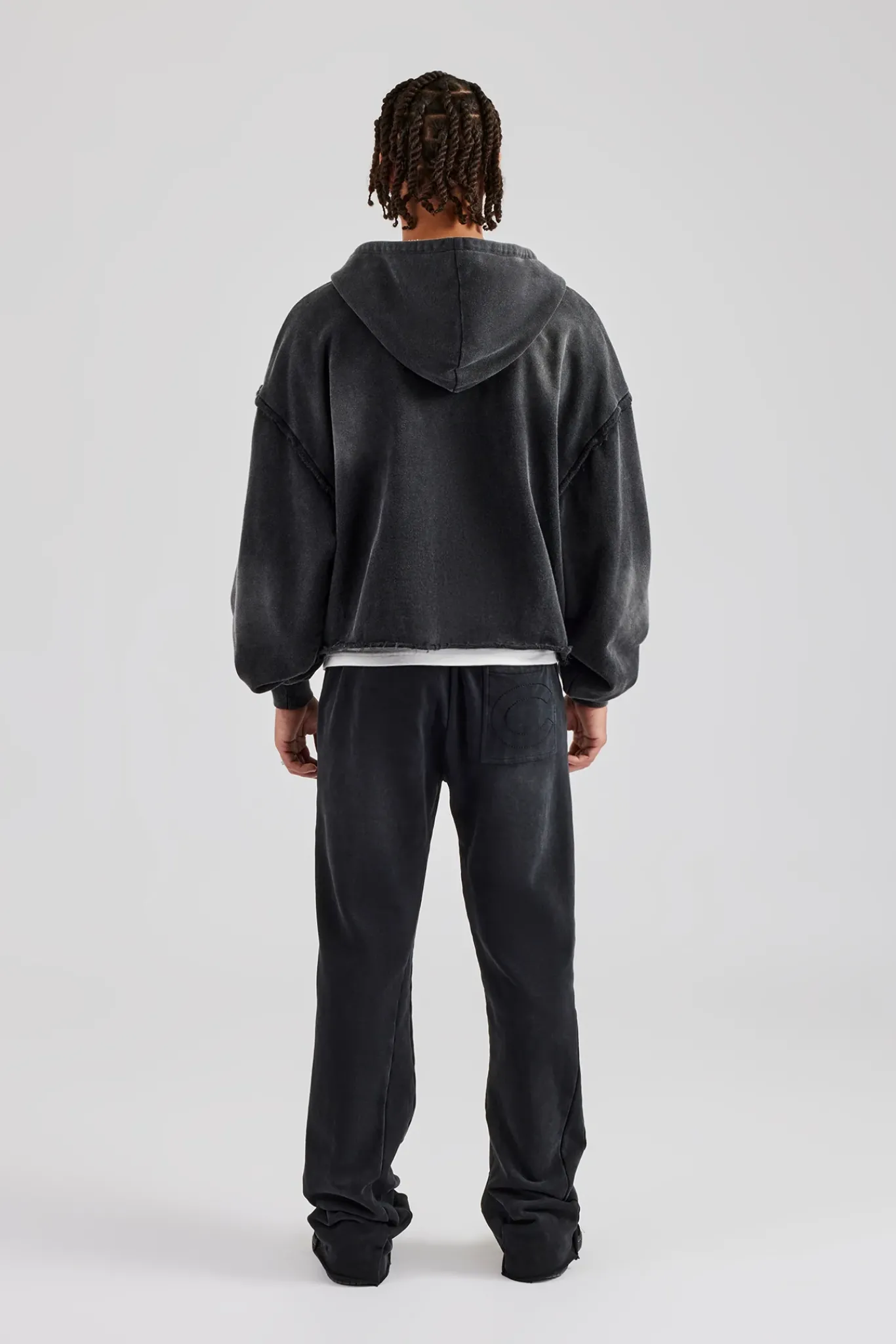 CLO-SET Washed Applique Zip Through Tracksuit - Acid Wash