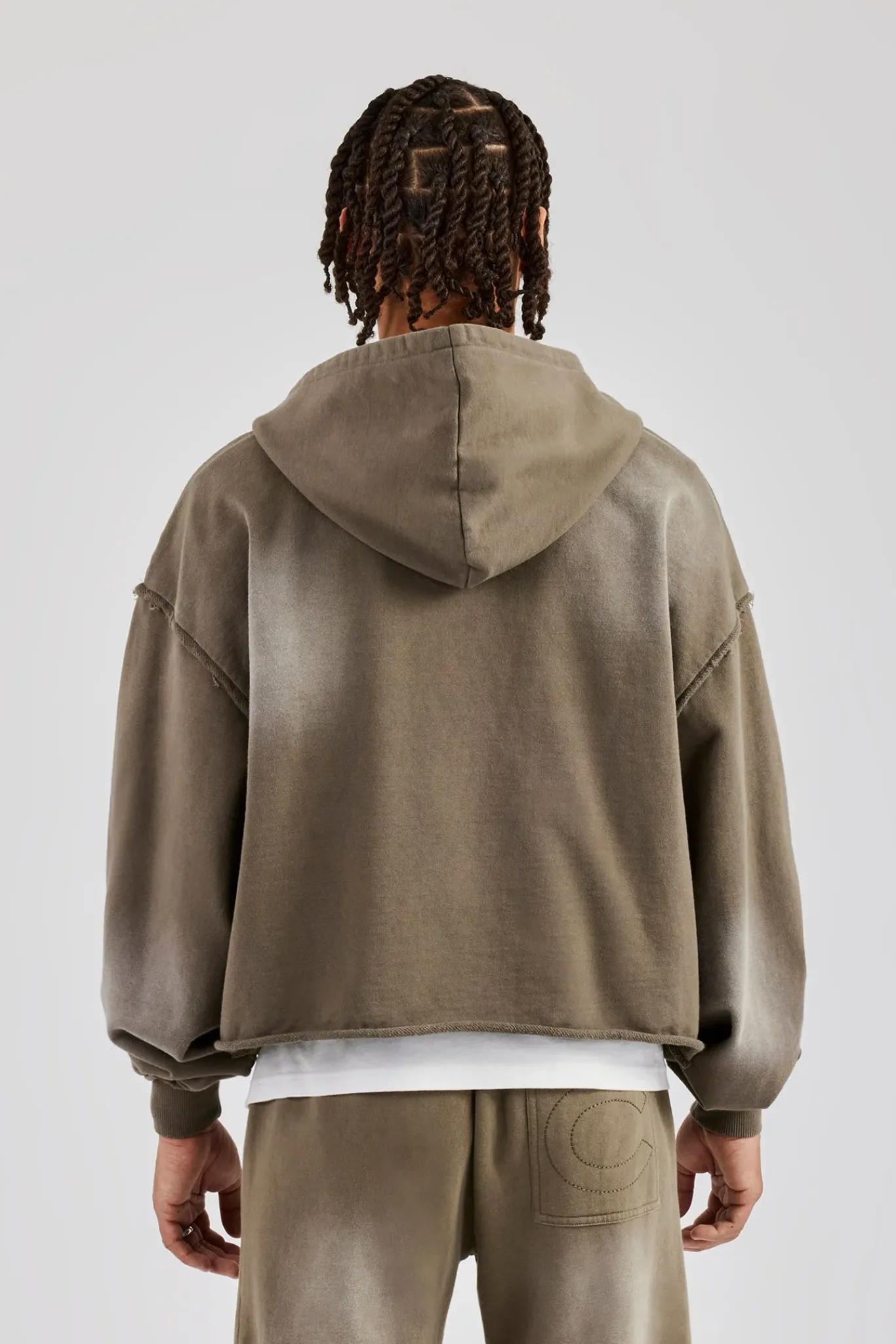 CLO-SET Washed Applique Zip Through Tracksuit - Khaki