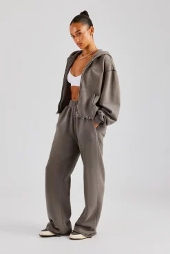 Women CLO-SET Washed Boxy Fit Zip Through Tracksuit - Grey