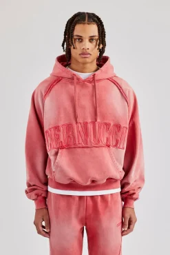 CLO-TOP-HS-HOOD Washed Cernucci Drawcord Hoodie - Washed Red