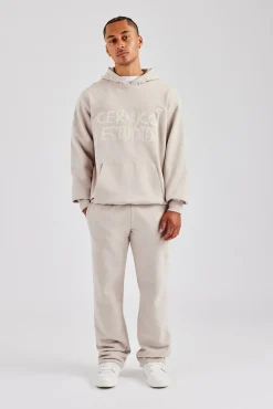 CLO-TOP-HS-HOOD Washed Contrast Stitch Pearl Hoodie - Stone