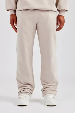 CLO-BOT-TRO Washed Contrast Stitch Pearl Jogger - Stone
