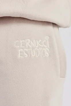 CLO-BOT-TRO Washed Contrast Stitch Pearl Jogger - Stone