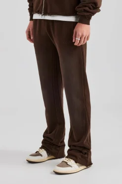 CLO-BOT-TRO Washed Flare Fit Panelled Jogger - Chocolate
