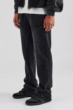CLO-BOT-TRO Washed Flare Fit Panelled Jogger - Acid Wash
