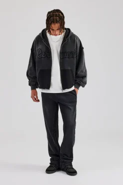 CLO-BOT-TRO Washed Flare Fit Panelled Jogger - Acid Wash