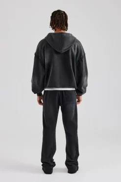 CLO-BOT-TRO Washed Flare Fit Panelled Jogger - Acid Wash