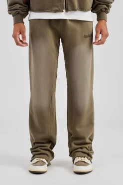 CLO-BOT-TRO Washed Flare Fit Panelled Jogger - Khaki
