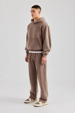 CLO-SET Washed Hooded Tracksuit - Taupe