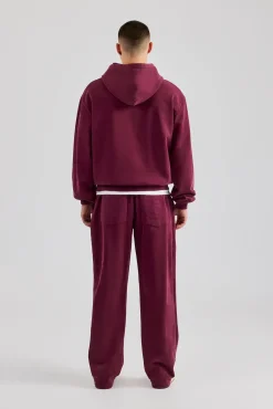 CLO-SET Washed Hooded Tracksuit Burgundy