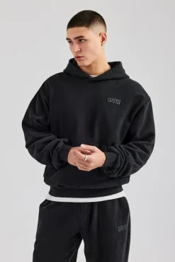 CLO-TOP-HS-HOOD Washed Hoodie - Black