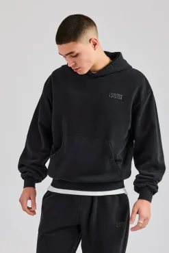 CLO-TOP-HS-HOOD Washed Hoodie - Black