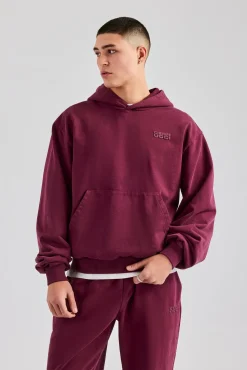 CLO-TOP-HS-HOOD Washed Hoodie - Burgundy