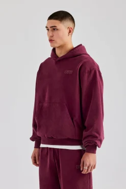 CLO-TOP-HS-HOOD Washed Hoodie - Burgundy