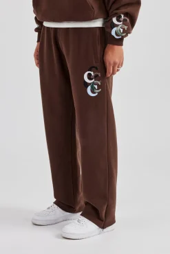 CLO-BOT-TRO Washed Layered Applique Jogger - Chocolate