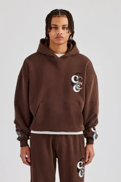 CLO-SET Washed Layered Applique Tracksuit - Chocolate
