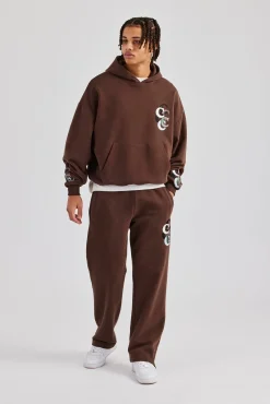 CLO-SET Washed Layered Applique Tracksuit - Chocolate