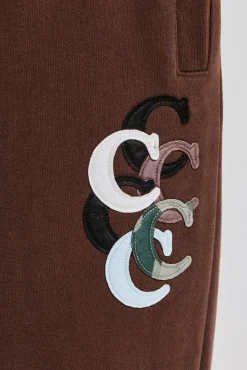 CLO-SET Washed Layered Applique Tracksuit - Chocolate