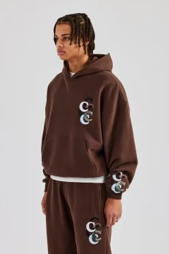 CLO-SET Washed Layered Applique Tracksuit - Chocolate