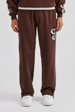 CLO-SET Washed Layered Applique Tracksuit - Chocolate