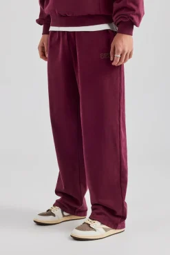 CLO-BOT-TRO Washed Straight Leg Jogger - Burgundy