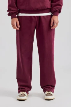 CLO-BOT-TRO Washed Straight Leg Jogger - Burgundy