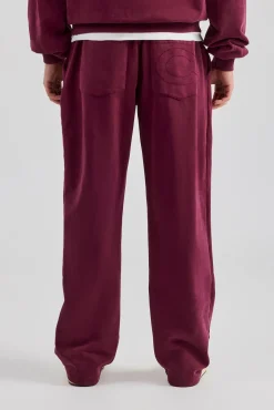CLO-BOT-TRO Washed Straight Leg Jogger - Burgundy