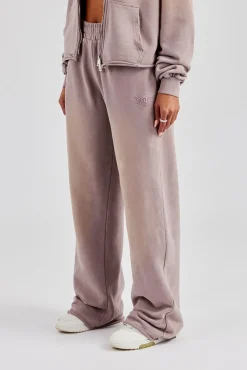 Women CLO-BOT-TRO Washed Wide Leg Jogger - Mauve