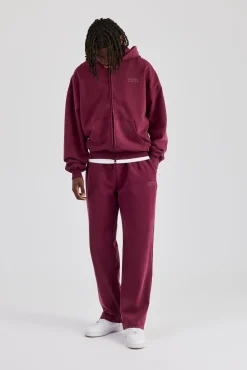 CLO-SET Washed Zip Through Tracksuit - Burgundy