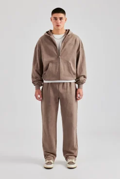 CLO-SET Washed Zip Through Tracksuit - Taupe