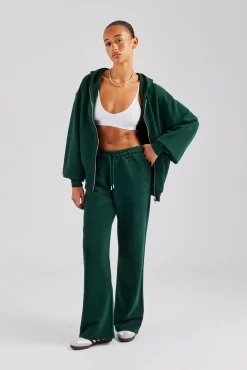 Women CLO-BOT-TRO Wide Leg Jogger - Dark Green