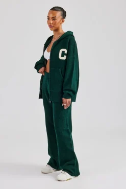 Women CLO-BOT-TRO-KTW Wide Leg Knitted Jogger - Bottle Green