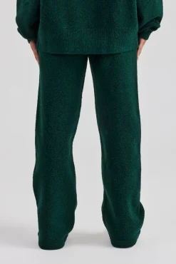 Women CLO-BOT-TRO-KTW Wide Leg Knitted Jogger - Bottle Green