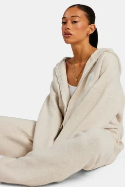 Women CLO-BOT-TRO-KTW Wide Leg Knitted Jogger - Oatmeal