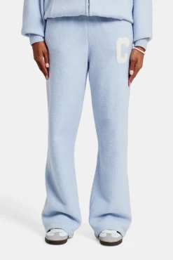Women CLO-BOT-TRO-KTW Wide Leg Knitted Jogger - Light Blue