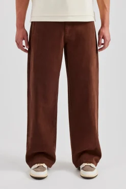 CLO-BOT-TRO Wide Leg Twill Trouser - Chocolate