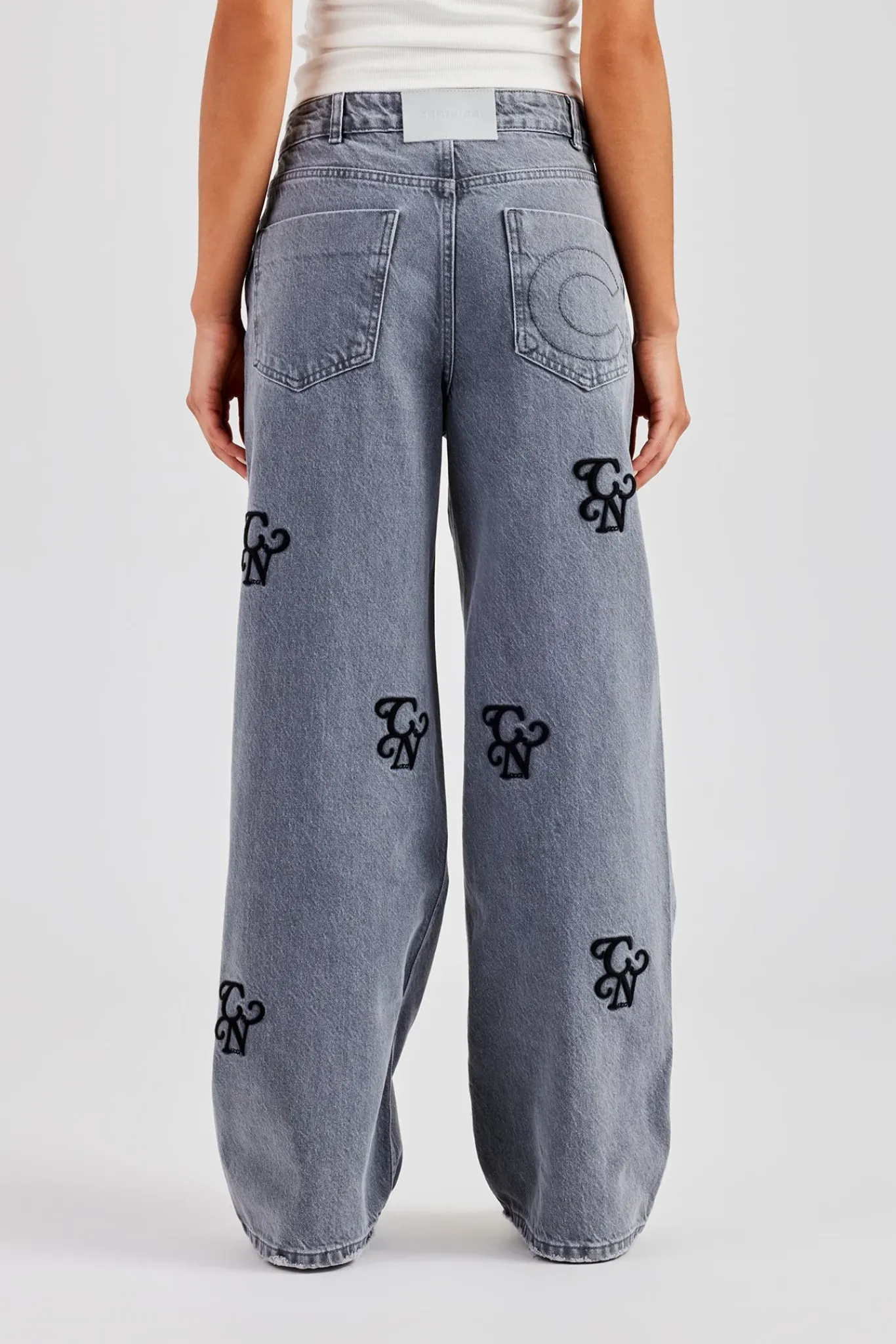 Women CLO-BOT-DEN Womens Baggy Fit Branded Denim Jean - Washed Grey