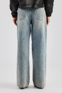Women CLO-BOT-DEN Womens Baggy Fit Jean - Antique Wash