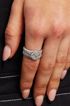 Women JWL-RNG Womens Iced Connecting Heart Ring