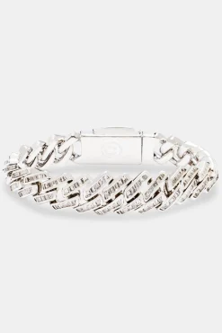Women JWL-BRA Womens 12mm Baguette Prong Cuban Bracelet