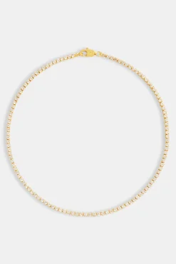 Women JWL-CHN Womens 2.5mm Micro Tennis Chain - Gold